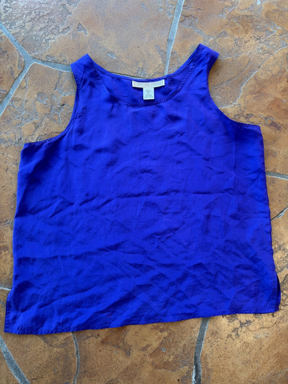 VTG Christine Parker Women's Purple Silk Woven Round Neck Sleeveless Tank Top L